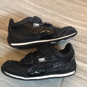 Puma Black Glitter Velcro Sneakers Toddler 7